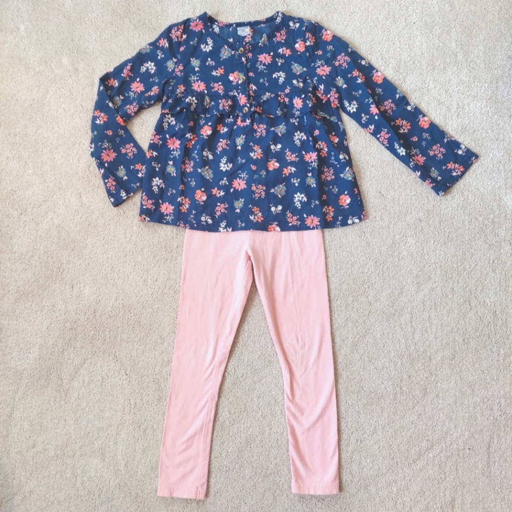 Carter's Floral Top With Peach Leggings